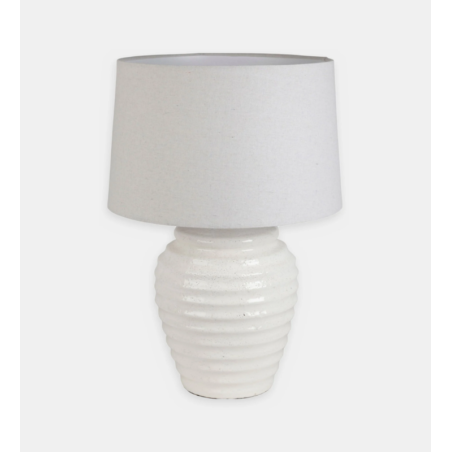 LAMPE TAHRA BLC+LIN TERRE CUITE D40XH59 | DECO