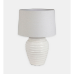 LAMPE TAHRA BLC+LIN TERRE CUITE D40XH59 | DECO