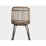 Chaise repas en rotin et métal noir