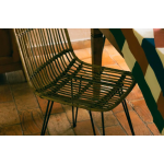 Chaise repas en rotin et métal noir