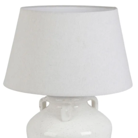 LAMPE TAHRA BLC+LIN TERRE CUITE D38XH47 | DECO