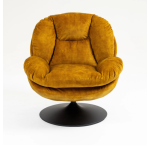 FAUTEUIL PIVOTANT TOPI VELOURS RAS OCRE | CANAPE-FAUTEUIL